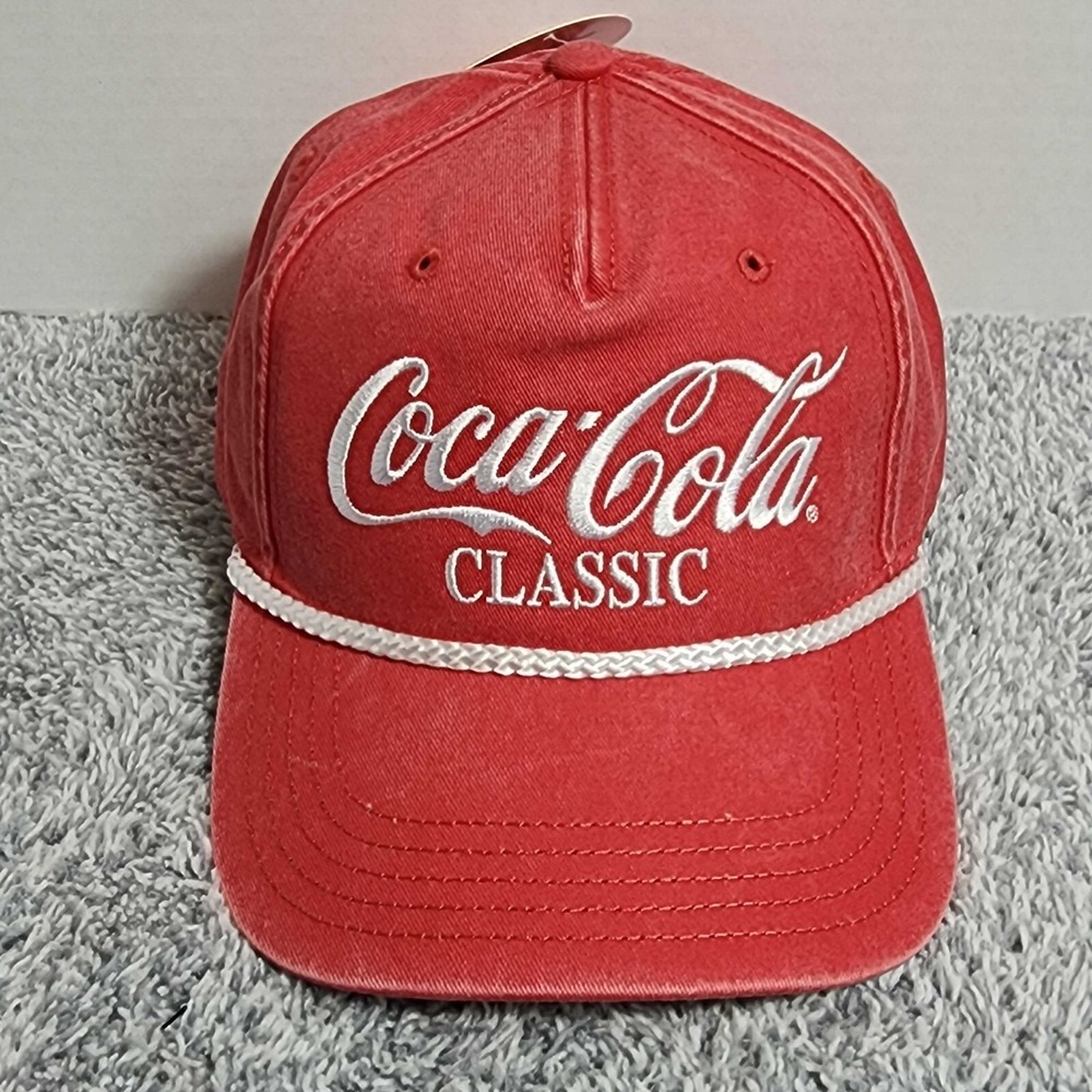 Coca Cola Classic Script Logo Red Snapback Rope Cap Hat Coke Adjustable NWT - Picture 1 of 10